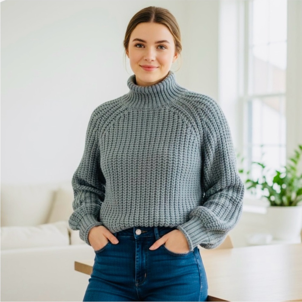 Green Knit Turtleneck Sweater